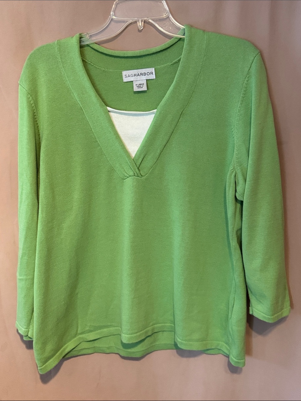 Sag Harbor Bright Green Crewneck Pullover